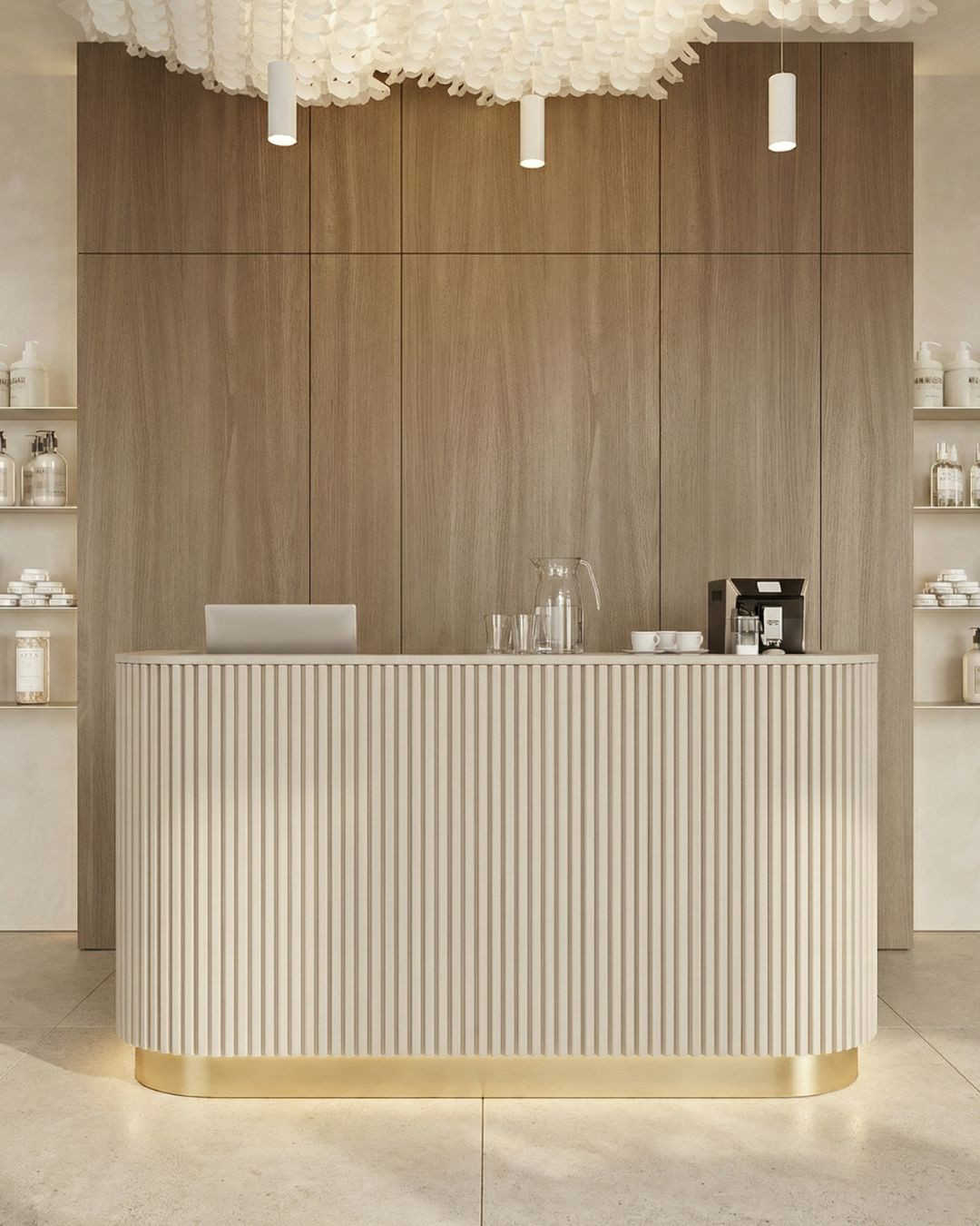 Lada recepcyjna SALEM – nowoczesna ryflowana recepcja do salonu beauty Lada recepcyjna SALEM – nowoczesna ryflowana recepcja do salonu beauty