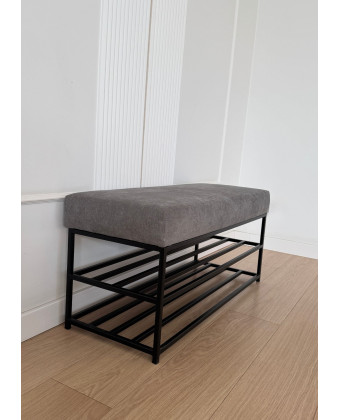 Ławka do przedpokoju z półką na buty – tapicerowana ławka metalowa