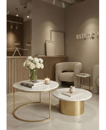 stolik kawowy ALESSANDRIA zestaw marmurowych stolików kawowych złotych