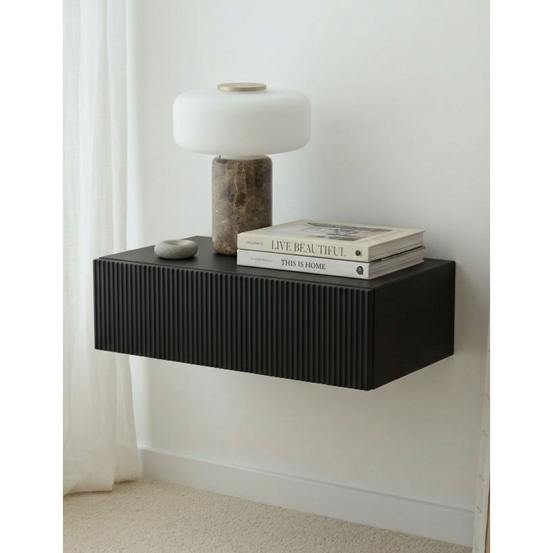 czarny stolik nocny Kendra z szufladą - PAPIERÓWKA MEBLE czarny stolik nocny Kendra z szufladą - PAPIERÓWKA MEBLE