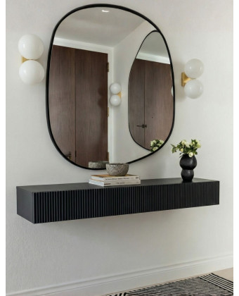 konsola Miley czarna ryflowana wisząca nowoczesna konsola do przedpokoju PAPIERÓWKA MEBLE