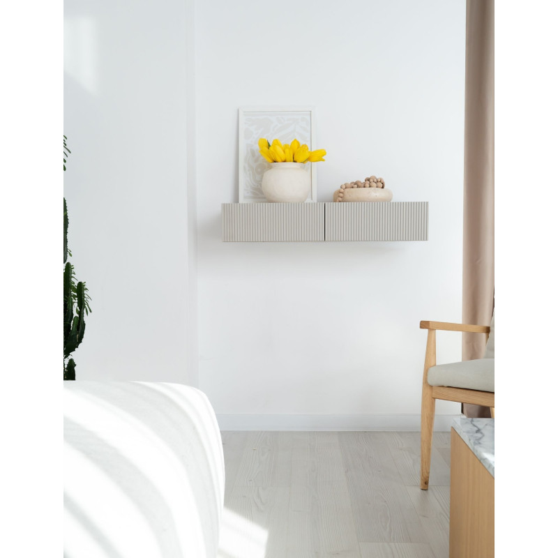 Konsola ryflowana jasna – nowoczesna konsola do sypialni lub przedpokoju jako toaletka wisząca