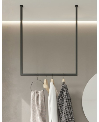 nowoczesny wieszak sufitowy na ubrania do przedpokoju metalowy industrialny drążek garderoba