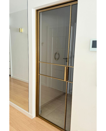 DRZWI LOFTOWE ze szprosami złote pojedyncze