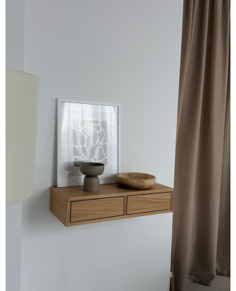 konsola wisząca z drewna z szufladą drewniana półka ścienna minimalistyczna do wnętrz