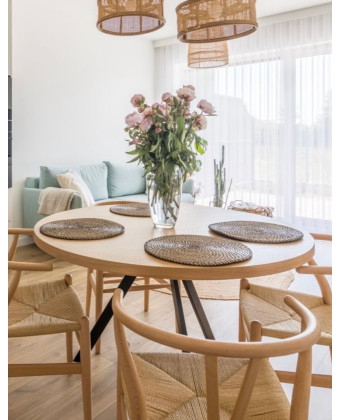 Dining table with metal legs