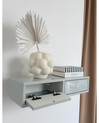 Szafka wisząca szara połysk z frontami bez uchwytów do przedpokoju