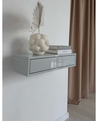 Szafka wisząca szara połysk z frontami bez uchwytów do przedpokoju