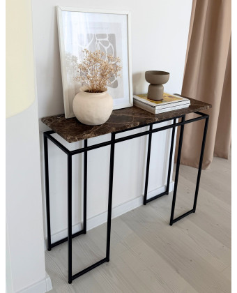 LORE – Elegancka wąska przyscienna konsola z naturalnym marmurem
