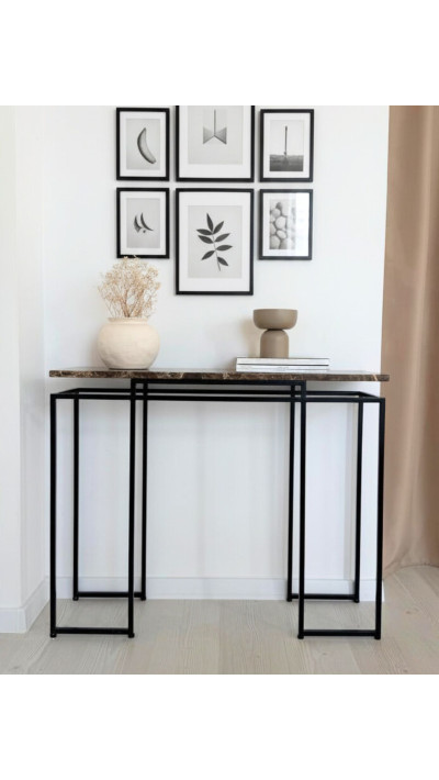 LORE – Elegancka wąska przyscienna konsola z naturalnym marmurem LORE – Elegancka wąska przyscienna konsola z naturalnym marmurem