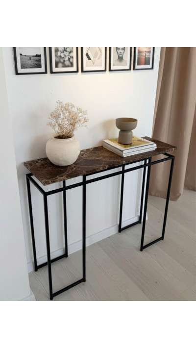 LORE – Elegancka wąska przyscienna konsola z naturalnym marmurem LORE – Elegancka wąska przyscienna konsola z naturalnym marmurem