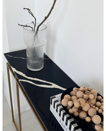 LORE – Elegancka wąska przyscienna konsola z naturalnym marmurem LORE – Elegancka wąska przyscienna konsola z naturalnym marmurem