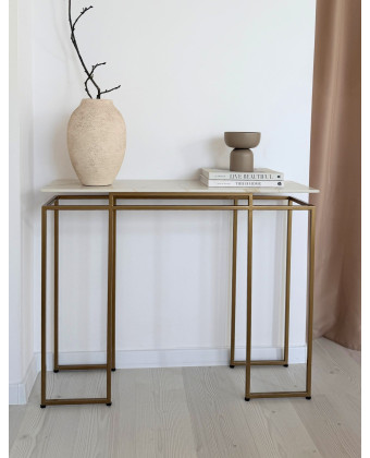 Konsola LORE – nowoczesna konsola do przedpokoju na złotych nogach.