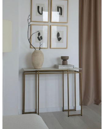 Konsola LORE – nowoczesna konsola do przedpokoju na złotych nogach.