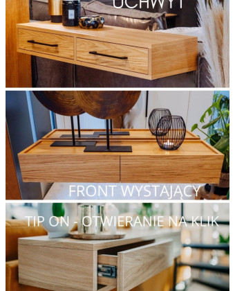 designerska półka ścienna z drewna z szufladą półka wisząca drewniana do salonu i sypialni designerska półka ścienna z drewna z szufladą półka wisząca drewniana do salonu i sypialni