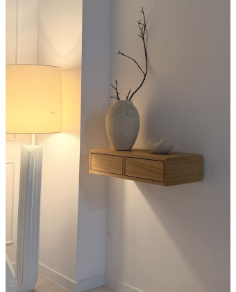 designerska półka ścienna z drewna z szufladą półka wisząca drewniana do salonu i sypialni designerska półka ścienna z drewna z szufladą półka wisząca drewniana do salonu i sypialni