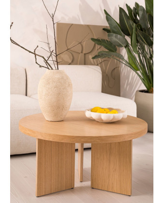 RIMO | Okrągły stolik do poczekalni z forniru dębowego ⌀70 cm