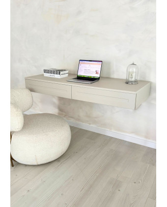 biurko wiszące ARIE beżowe z szufladami minimalistyczne do home office
