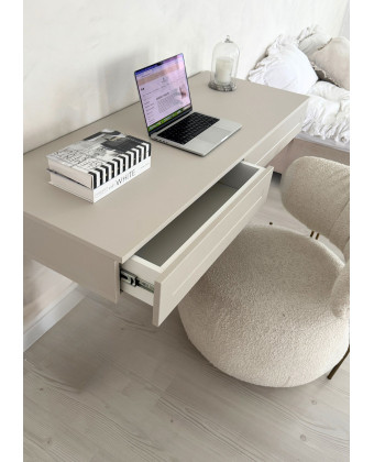 biurko wiszące ARIE beżowe z szufladami minimalistyczne do home office