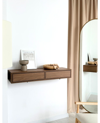 designerska półka ścienna z drewna z szufladą półka wisząca drewniana do salonu i sypialni designerska półka ścienna z drewna z szufladą półka wisząca drewniana do salonu i sypialni
