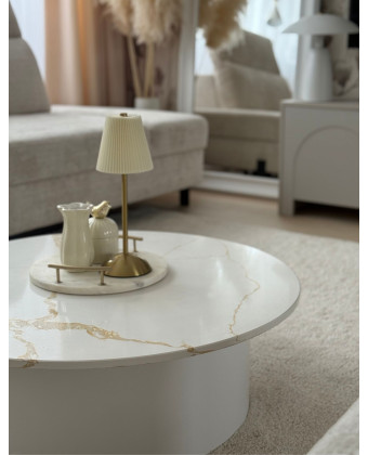 LUA Okrągły Stolik Kawowy Calacatta Gold fi 70 cm – Glamour do Salonu