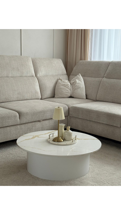 stolik kawowy okrągły biały calacatta gold 70x35 cm do salonu stolik kawowy okrągły biały calacatta gold 70x35 cm do salonu