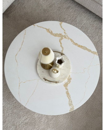 LUA Okrągły Stolik Kawowy Calacatta Gold fi 70 cm – Glamour do Salonu LUA Okrągły Stolik Kawowy Calacatta Gold fi 70 cm – Glamour do Salonu