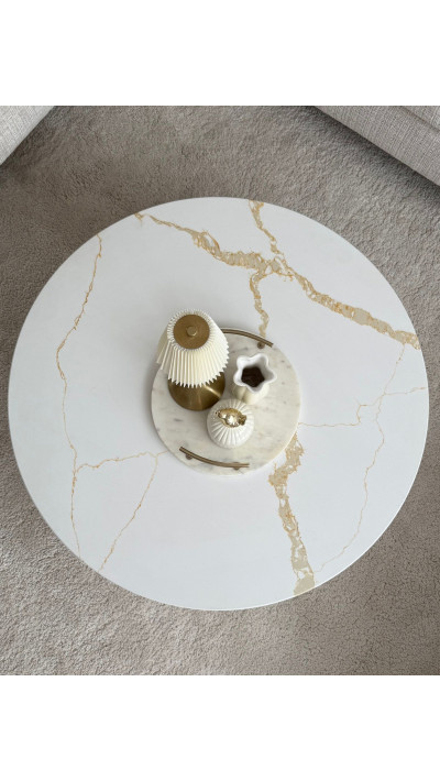 LUA Okrągły Stolik Kawowy Calacatta Gold fi 70 cm – Glamour do Salonu LUA Okrągły Stolik Kawowy Calacatta Gold fi 70 cm – Glamour do Salonu