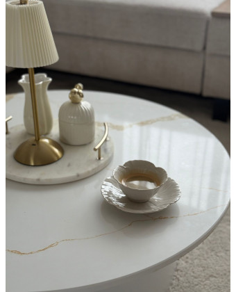 LUA Okrągły Stolik Kawowy Calacatta Gold fi 70 cm – Glamour do Salonu LUA Okrągły Stolik Kawowy Calacatta Gold fi 70 cm – Glamour do Salonu
