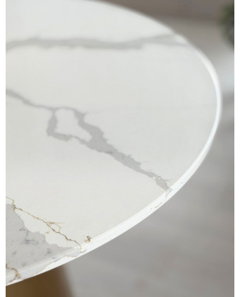 Okrągły stół szkoleniowy beauty Calacatta Gray złota noga ⌀120 cm — CALA Okrągły stół szkoleniowy beauty Calacatta Gray złota noga ⌀120 cm — CALA