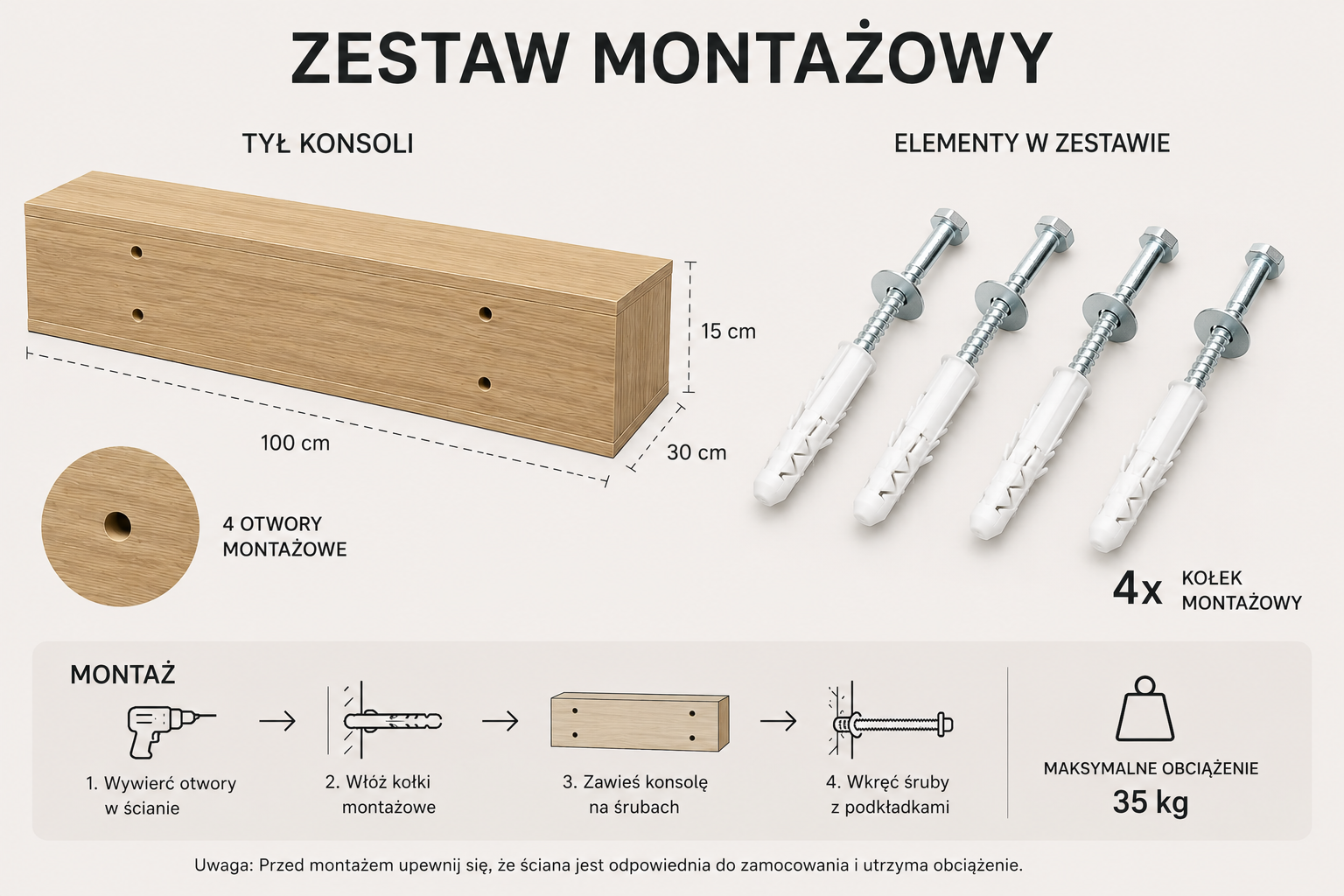 MILEY CASELLA – Wisząca Konsola Toaletka z Szufladami | Orzech MILEY CASELLA – Wisząca Konsola Toaletka z Szufladami | Orzech