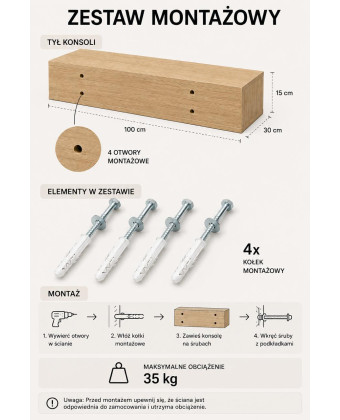 Konsola z szufladami wisząca do lustra. Konsola z szufladami wisząca do lustra.