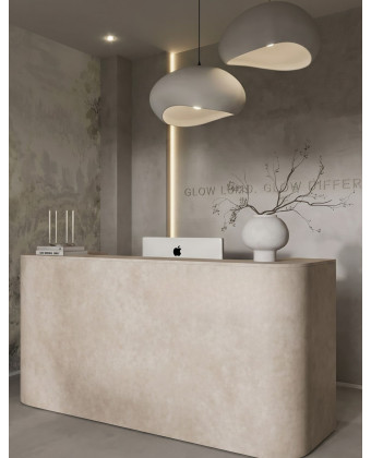 Lada recepcyjna do salonu kosmetycznego Rays II owalna Almond Granada 120 cm