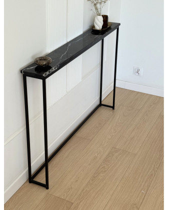 konsola marmurowa POLA Nero Marquina czarna stal 126 cm