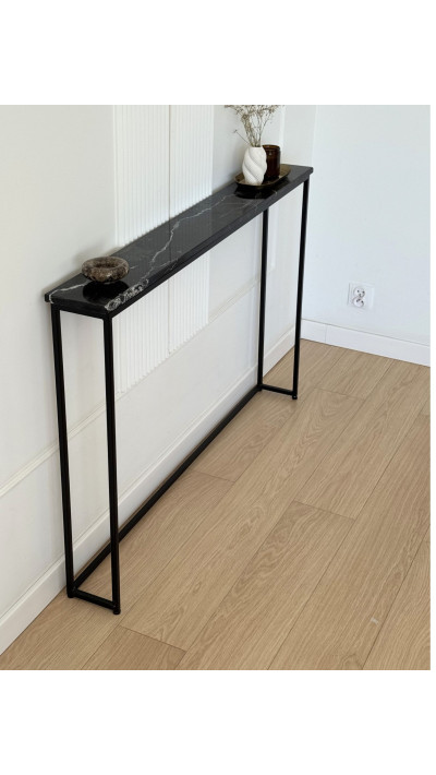 konsola stalowa Nero Marquina 126x16x80 cm produkcja Polska