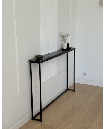 konsola marmurowa POLA Nero Marquina czarna stal 126 cm
