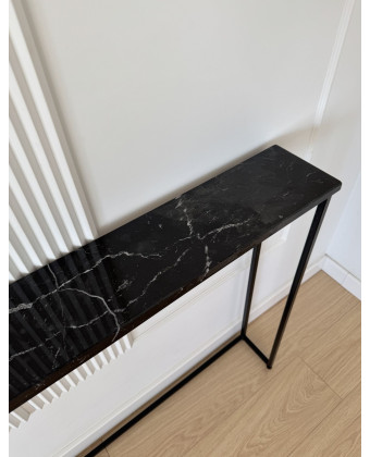 konsola marmurowa POLA Nero Marquina czarna stal 126 cm