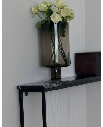 konsola marmurowa POLA Nero Marquina czarna stal 126 cm