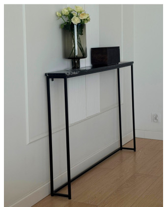 konsola marmurowa POLA Nero Marquina czarna stal 126 cm