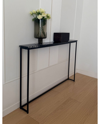 konsola marmurowa POLA Nero Marquina czarna stal 126 cm