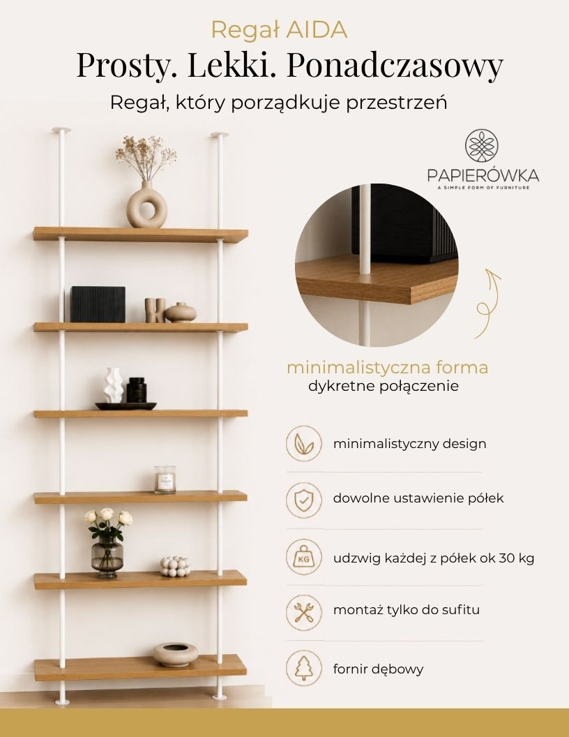 Designerski regał rozporowy z forniru dębowego – nowoczesny mebel do ekspozycji książek i dekoracji Designerski regał rozporowy z forniru dębowego – nowoczesny mebel do ekspozycji książek i dekoracji