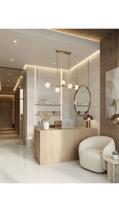Nowoczesna lada recepcyjna | Recepcja do salonu beauty, kosmetyczna, fryzjerska Nowoczesna lada recepcyjna | Recepcja do salonu beauty, kosmetyczna, fryzjerska