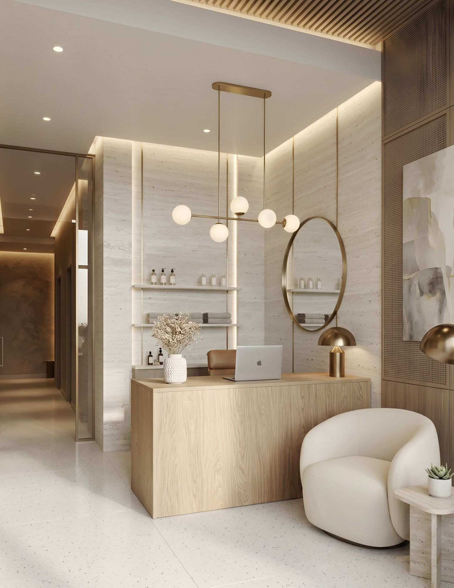 Nowoczesna lada recepcyjna | Recepcja do salonu beauty, kosmetyczna, fryzjerska Nowoczesna lada recepcyjna | Recepcja do salonu beauty, kosmetyczna, fryzjerska