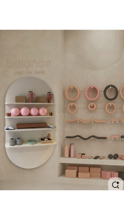 Regał ścienny BOW - nowoczesny owalny regał wiszący z 4 półkami. Pilates Regał ścienny BOW - nowoczesny owalny regał wiszący z 4 półkami. Pilates