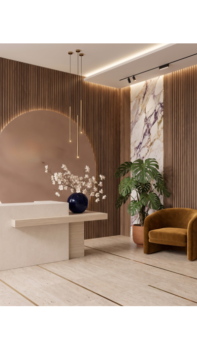 VELA - Minimalistyczna recepcja do kliniki medycyny estetycznej VELA - Minimalistyczna recepcja do kliniki medycyny estetycznej