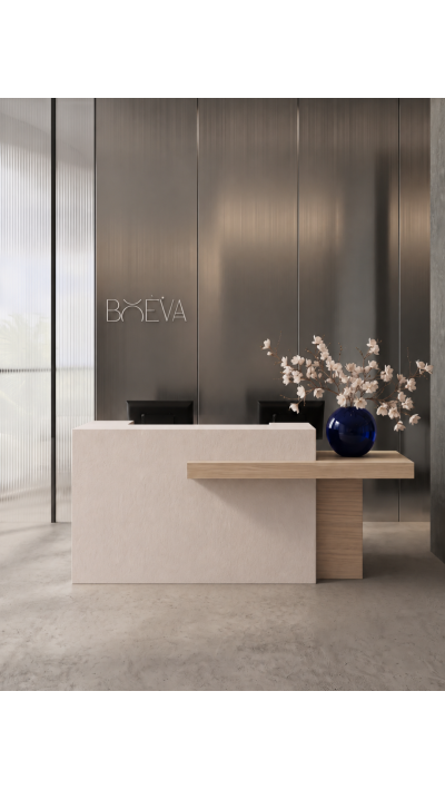 VELA - Minimalistyczna recepcja do kliniki medycyny estetycznej VELA - Minimalistyczna recepcja do kliniki medycyny estetycznej