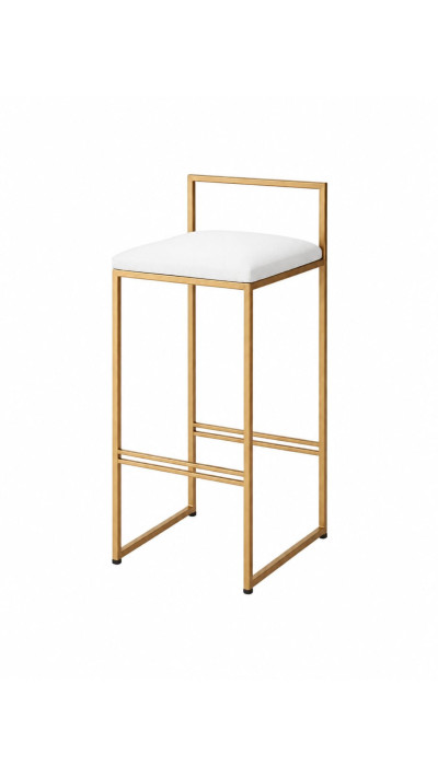 White bar stools with gold bases – a set of 3 eco-leather bar stools for a kitchen island White bar stools with gold bases – a set of 3 eco-leather bar stools for a kitchen island