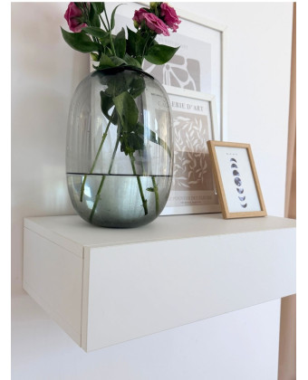 White Wall-Mounted Console with Drawer | Minimalist Wall Shelf