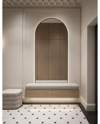 Wisząca szafka na buty z tapicerowanym siedziskiem MAEL | Minimalistyczny design i ciepłe drewno Wisząca szafka na buty z tapicerowanym siedziskiem MAEL | Minimalistyczny design i ciepłe drewno