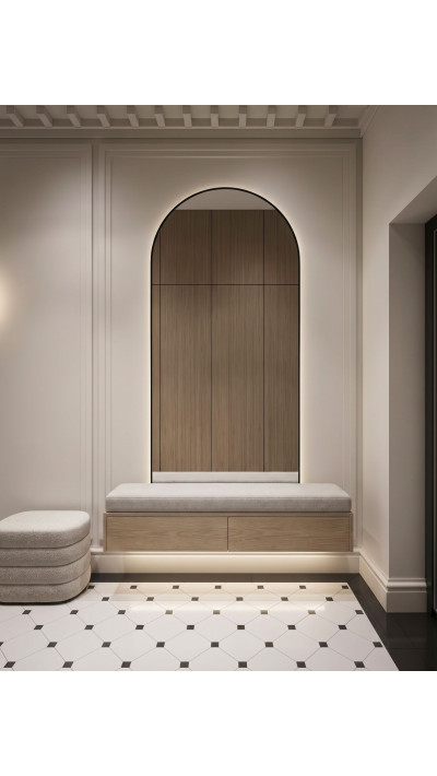 Wisząca szafka na buty z tapicerowanym siedziskiem MAEL | Minimalistyczny design i ciepłe drewno Wisząca szafka na buty z tapicerowanym siedziskiem MAEL | Minimalistyczny design i ciepłe drewno
